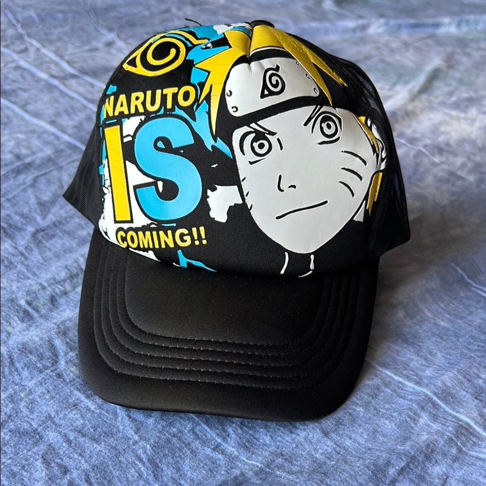 Black and Yellow Anime Hat with Curved Brim
